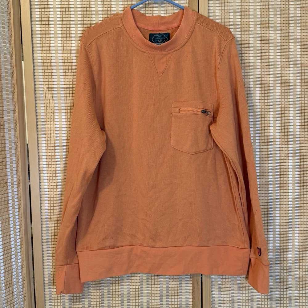 Arthur Beale Mens‎ L Orange Sweater Pullover Zip Pocket Activewear Preppy Sports
